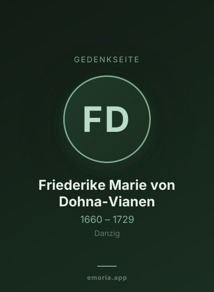 Gedenkportrait von Friederike Marie von Dohna-Vianen