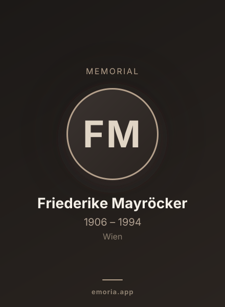 Memorial portrait of Friederike Mayröcker