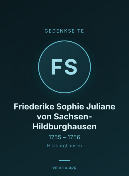 Gedenkportrait von Friederike Sophie Juliane von Sachsen-Hildburghausen