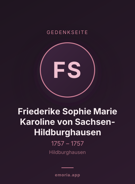 Gedenkportrait von Friederike Sophie Marie Karoline von Sachsen-Hildburghausen