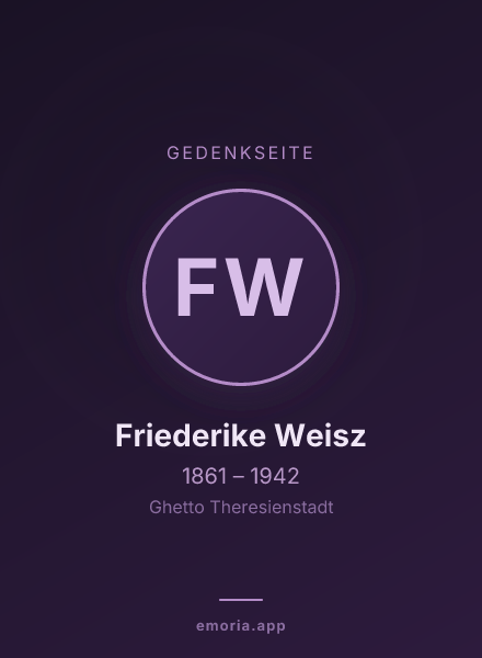 Gedenkportrait von Friederike Weisz