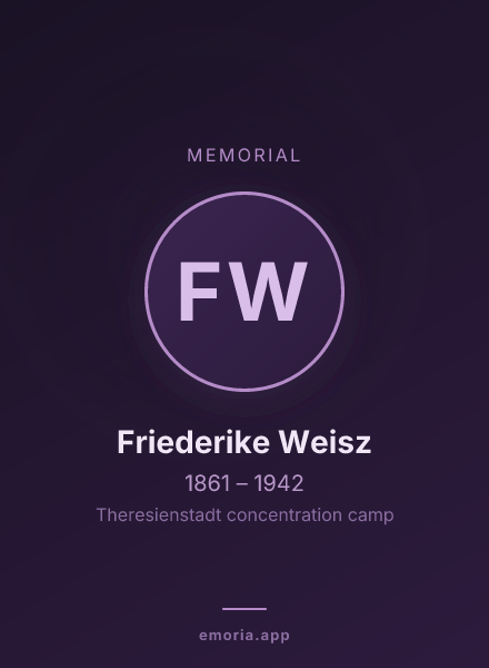 Memorial portrait of Friederike Weisz