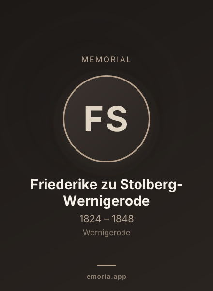 Memorial portrait of Friederike zu Stolberg-Wernigerode