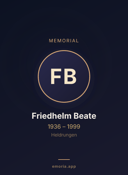 Memorial portrait of Friedhelm Beate