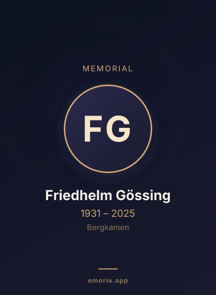 Memorial portrait of Friedhelm Gössing
