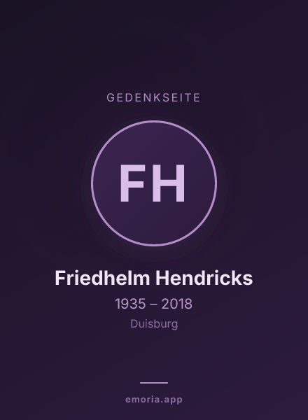 Gedenkportrait von Friedhelm Hendricks