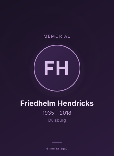 Memorial portrait of Friedhelm Hendricks