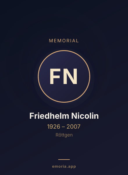 Memorial portrait of Friedhelm Nicolin