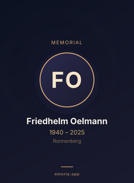 Memorial portrait of Friedhelm Oelmann