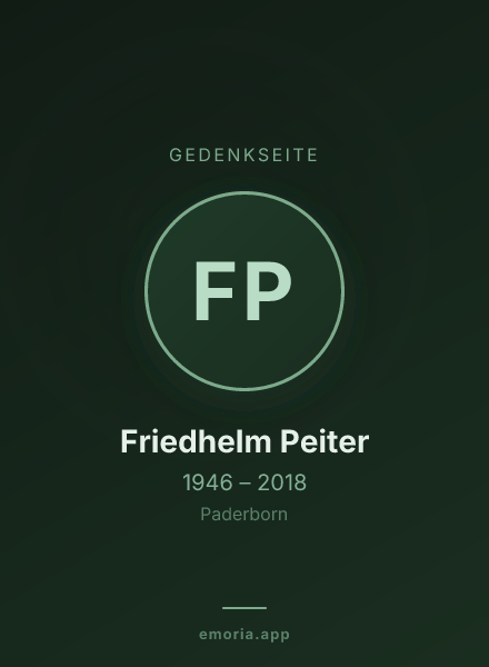 Gedenkportrait von Friedhelm Peiter