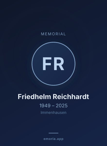 Memorial portrait of Friedhelm Reichhardt