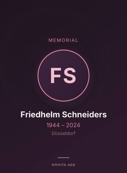Memorial portrait of Friedhelm Schneiders