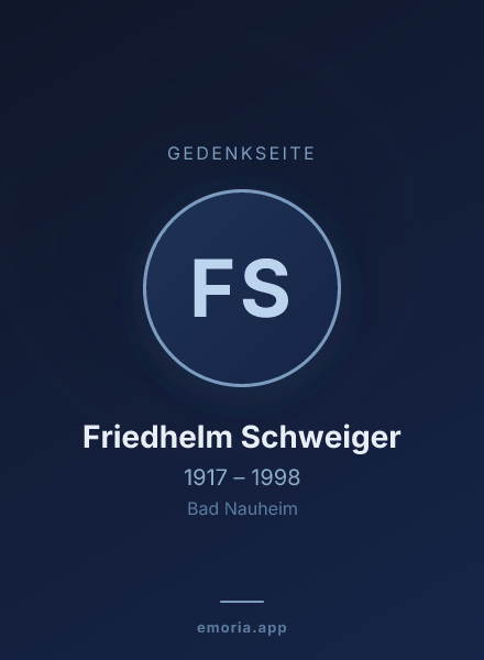 Gedenkportrait von Friedhelm Schweiger