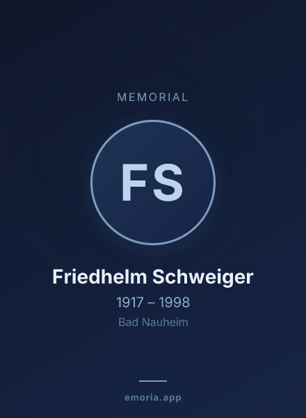 Memorial portrait of Friedhelm Schweiger