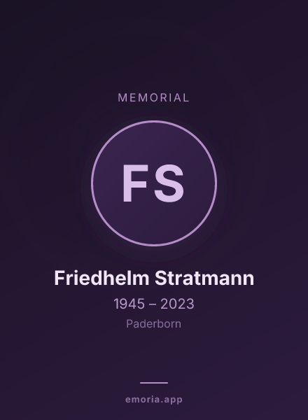 Memorial portrait of Friedhelm Stratmann