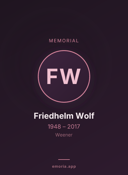 Memorial portrait of Friedhelm Wolf