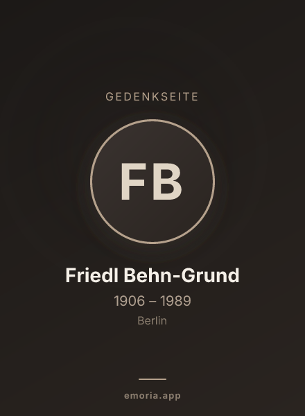 Gedenkportrait von Friedl Behn-Grund