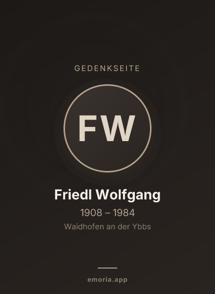 Gedenkportrait von Friedl Wolfgang