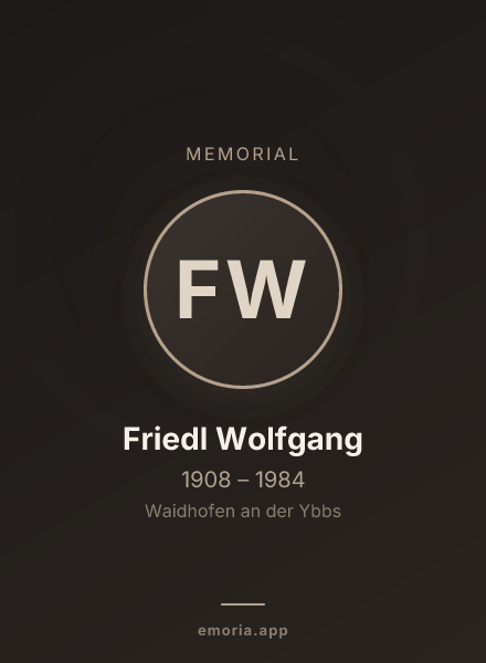 Memorial portrait of Friedl Wolfgang
