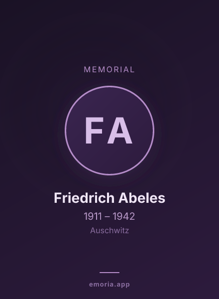 Memorial portrait of Friedrich Abeles