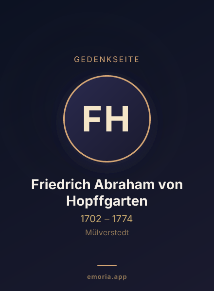 Gedenkportrait von Friedrich Abraham von Hopffgarten