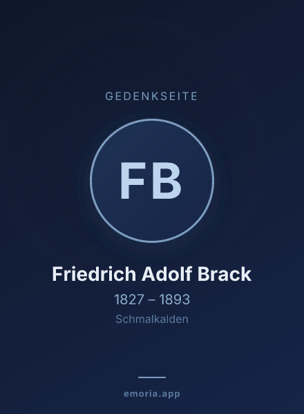 Gedenkportrait von Friedrich Adolf Brack
