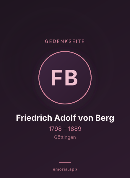 Gedenkportrait von Friedrich Adolf von Berg
