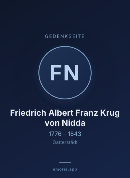 Gedenkportrait von Friedrich Albert Franz Krug von Nidda