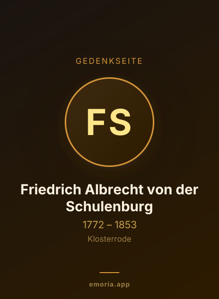 Gedenkportrait von Friedrich Albrecht von der Schulenburg