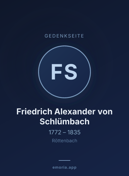 Gedenkportrait von Friedrich Alexander von Schlümbach