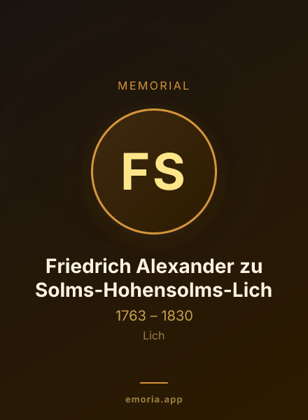 Memorial portrait of Friedrich Alexander zu Solms-Hohensolms-Lich