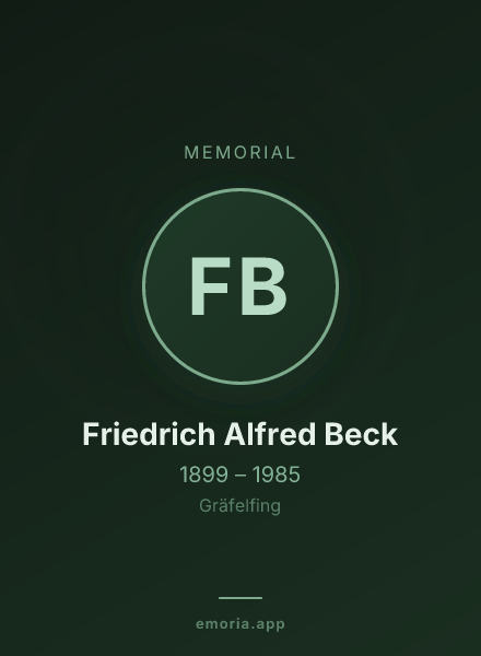 Memorial portrait of Friedrich Alfred Beck