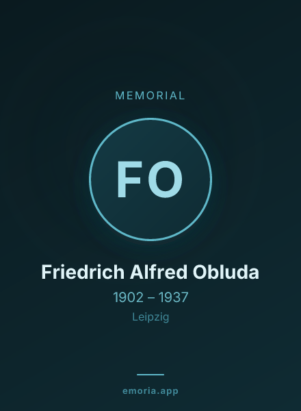 Memorial portrait of Friedrich Alfred Obluda