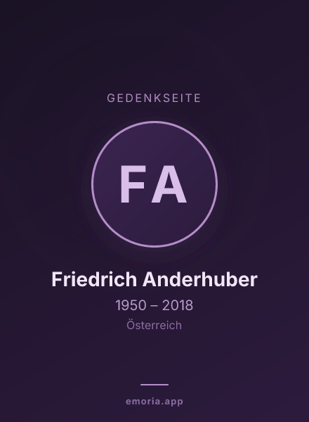 Gedenkportrait von Friedrich Anderhuber