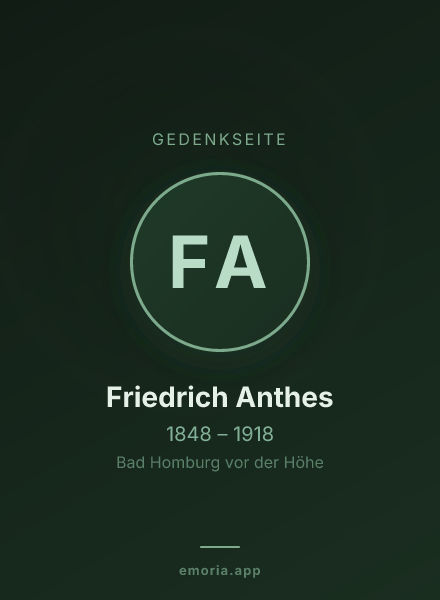Gedenkportrait von Friedrich Anthes