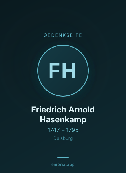 Gedenkportrait von Friedrich Arnold Hasenkamp