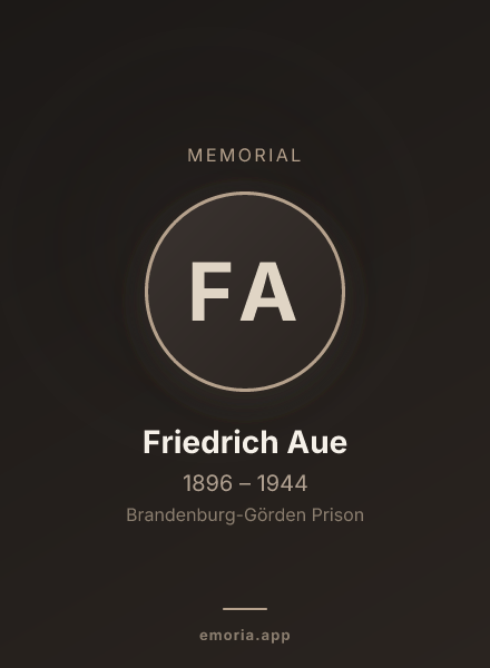 Memorial portrait of Friedrich Aue