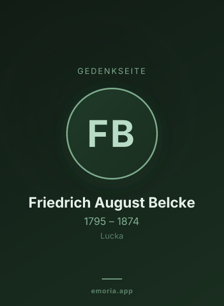 Gedenkportrait von Friedrich August Belcke