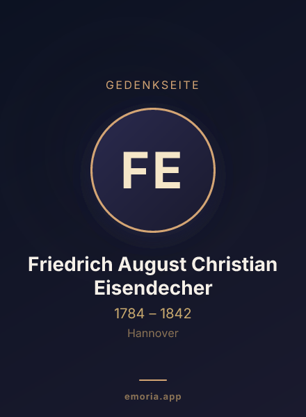 Gedenkportrait von Friedrich August Christian Eisendecher