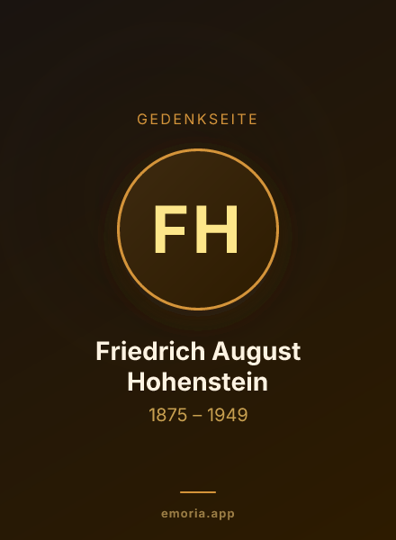Gedenkportrait von Friedrich August Hohenstein