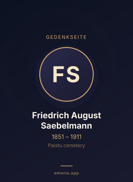 Gedenkportrait von Friedrich August Saebelmann