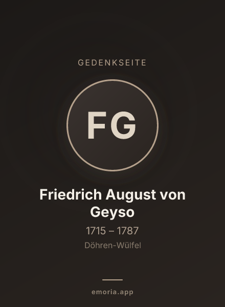 Gedenkportrait von Friedrich August von Geyso