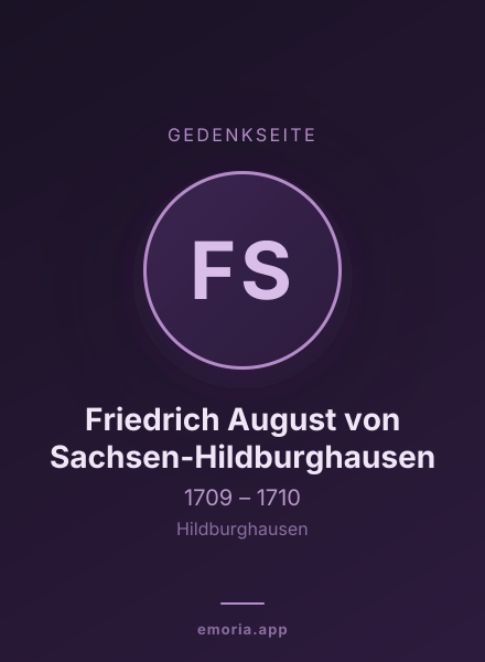 Gedenkportrait von Friedrich August von Sachsen-Hildburghausen