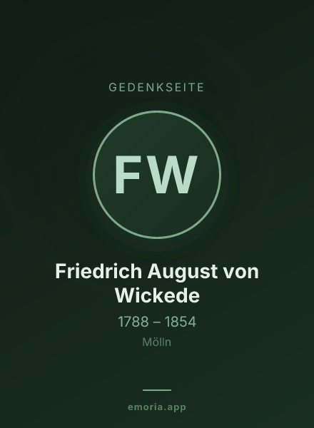 Gedenkportrait von Friedrich August von Wickede