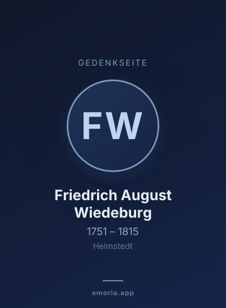 Gedenkportrait von Friedrich August Wiedeburg