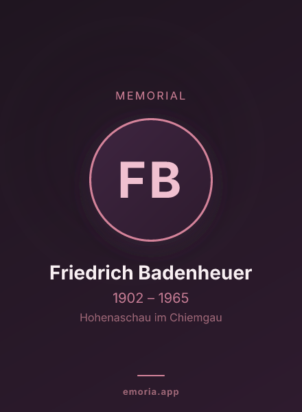 Memorial portrait of Friedrich Badenheuer