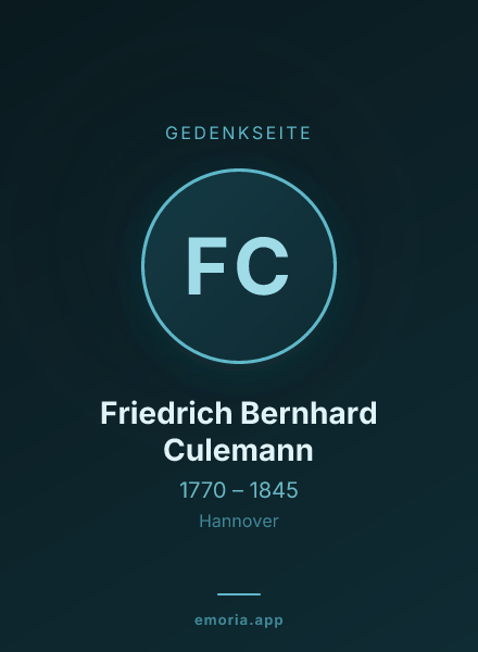 Gedenkportrait von Friedrich Bernhard Culemann