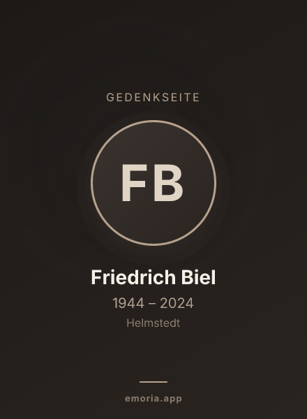 Gedenkportrait von Friedrich Biel