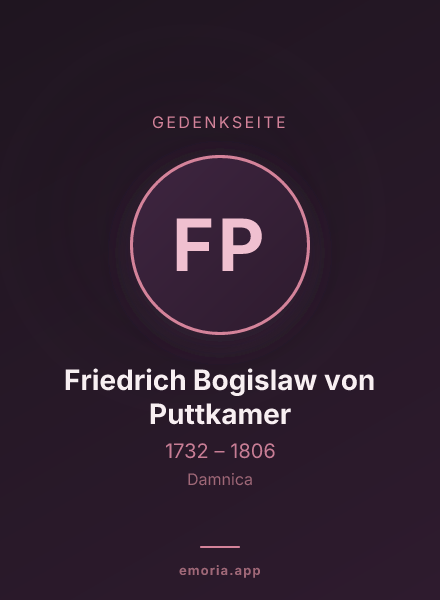 Gedenkportrait von Friedrich Bogislaw von Puttkamer