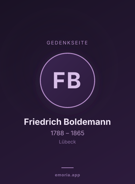 Gedenkportrait von Friedrich Boldemann